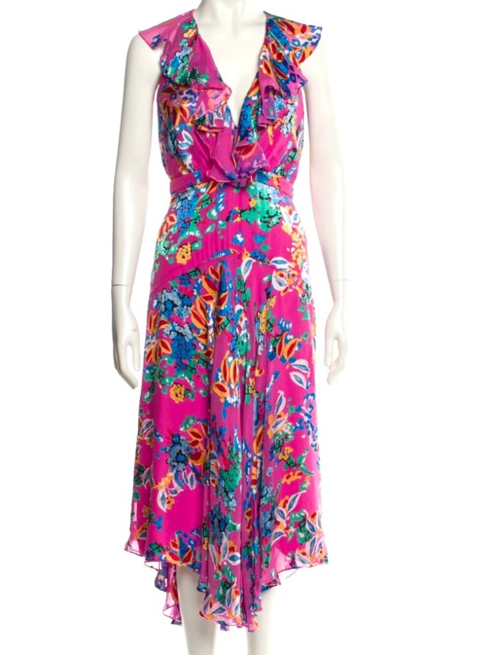 Saloni Fuchsia Floral Midi Dress